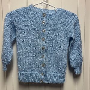 Charming Blue Button-Up Kids Sweater